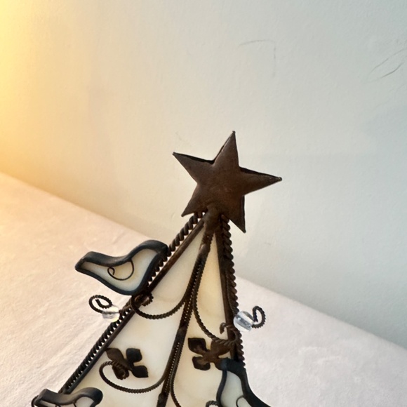 Vintage Stained Glass Christmas Tree Votive Holder - Picture 3 of 5